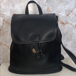 Vintage Coach Black Drawstring Leather Backpack